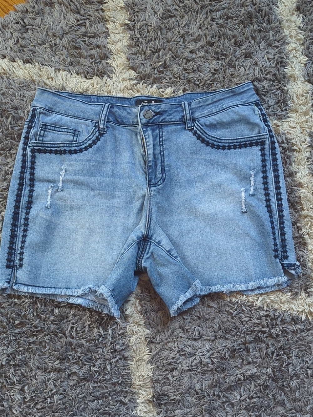 Earl Jeans Light Blue Denim Shorts with Black Star Trim